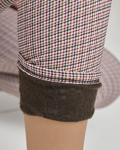 Sárga-fekete női kockás teggings- Ruházat