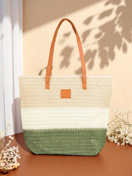 Királyi divat Nagy Szalmatáska Nőknek, Vastag Csíkokkal