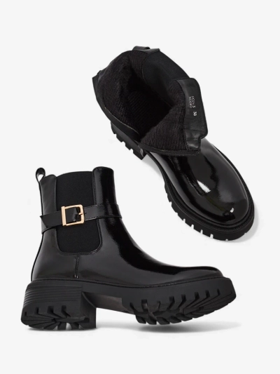 Calivi lakkozott női eco bőr bokacsizma