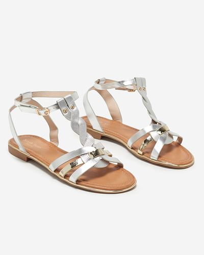 OUTLET Ezüst-arany női lapos szandál Fatop- Lábbeli