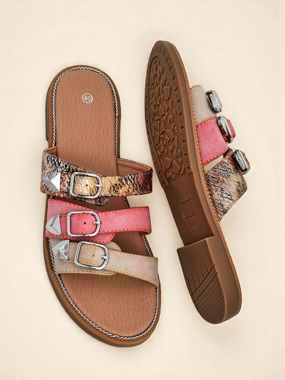 Royalfashion Női lapos talpú papucs Snake Chic