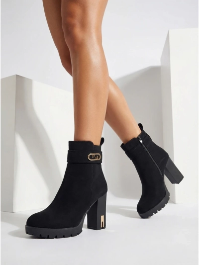 Tovia női öko velúr bokacsizma vastag sarokkal