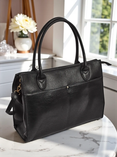 Aristea Nero női táska, fekete öko bőr, 41x31, elegáns