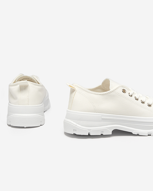 Fehér és ekrü női tornacipő magasabb talpon Mytiko - Lábbeli