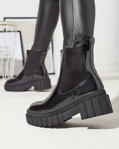 Fekete női lakkcipő vastagabb talppal Fazzati- Footwear