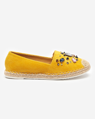 OUTLET Sárga, öko-velúr espadrillák nőknek cirkóniákkal Mediros - Lábbeli