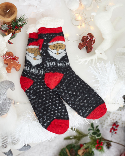 Royalfashion Warmed Christmas fekete női zokni