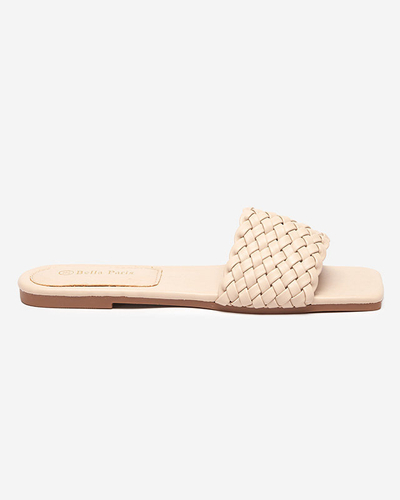 OUTLET Bézs színű női papucs fonott pánttal Netyka - Lábbeli