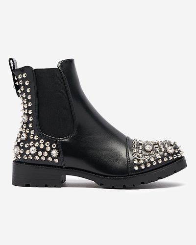 Női csizma szegecsekkel, fekete színben Amerapi- Footwear