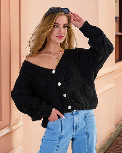Royalfashion Női kötött pulóver gombokkal