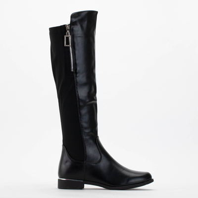 Női fekete térdnadrág csizma öko bőrből Bocc- Footwear