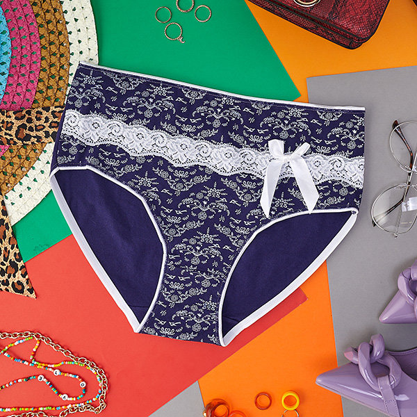 Női alsónadrág sötétkék színű mintával PLUSZ MÉRET- Fehérnemű