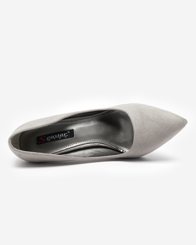 Szürke női öko-velúr pumpák magas sarkon Menitik - Ruházat