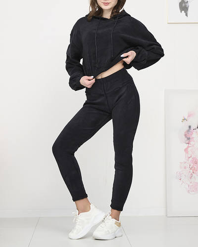 Fekete női sport szett pulcsi és leggings - Ruházat