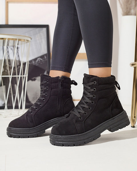 Női szigetelt trapper csizma fekete színben Tivica - Lábbeli