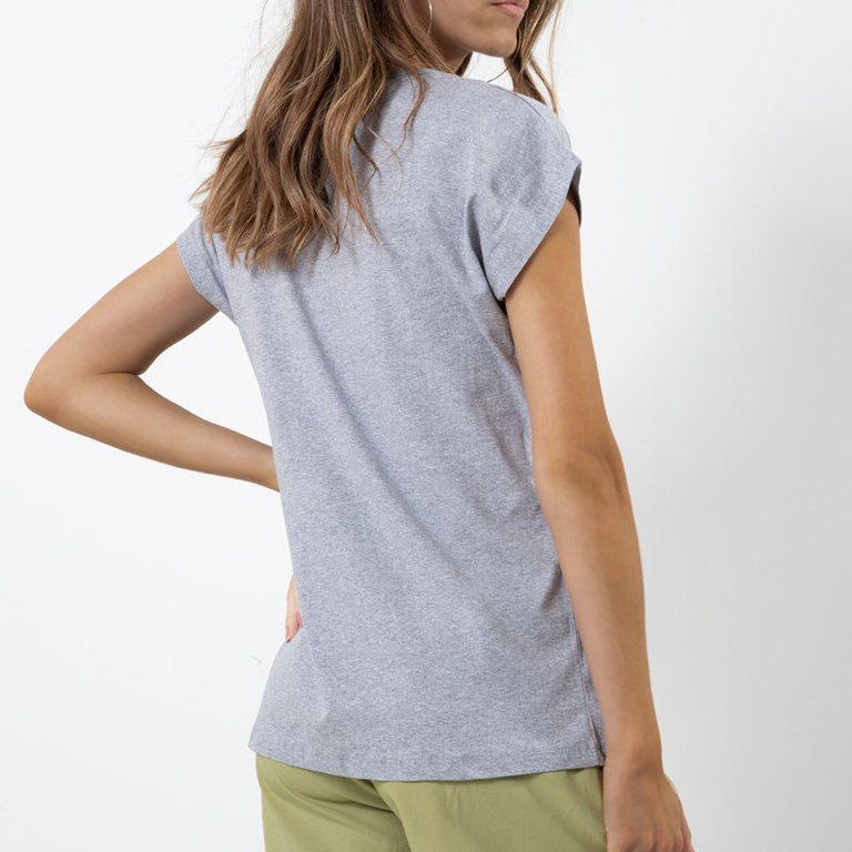 Szürke női pamut póló felirattal - Ruházat