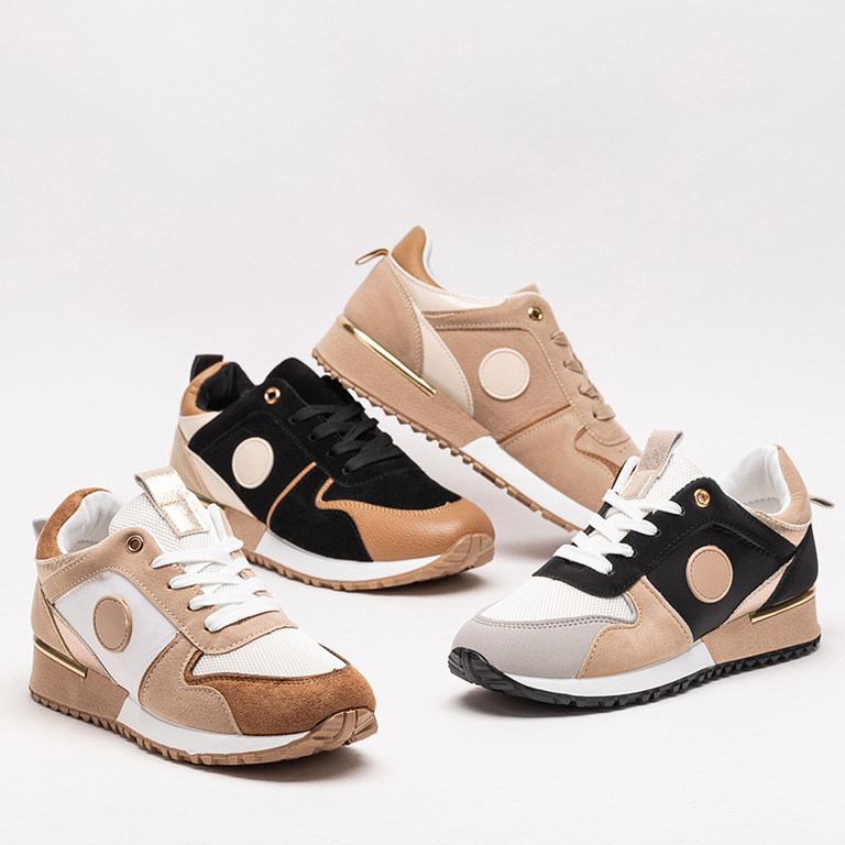 Női bézs és barna sportcipő csillogó Tenetika - Lábbeli