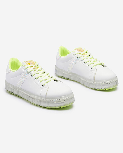Női sportcipő fehér színben, neonzöld betétekkel Asxa- Footwear