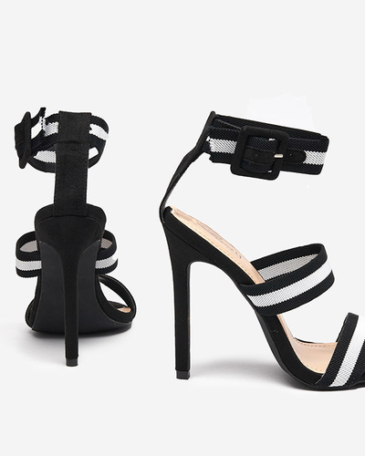 OUTLET Fekete női szandál magas sarkú Miso-Shoes