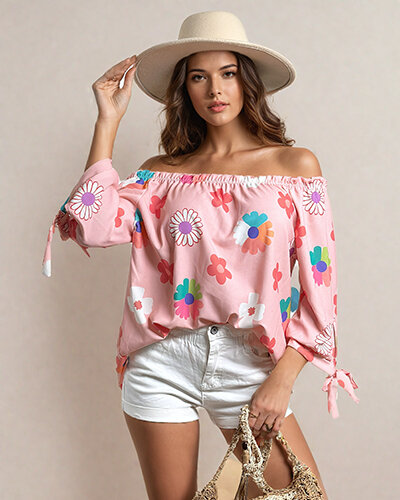 Royalfashion Női blúz a'la spanyol virágos blúz