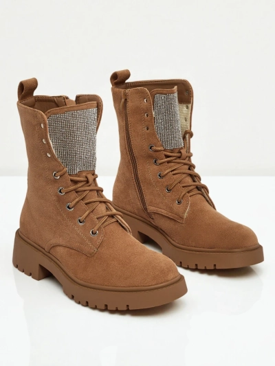 Ferlyne női öko velúr fűzős bokacsizma