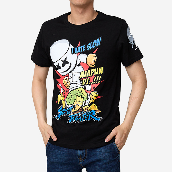 Férfi fekete nyomott póló - Ruházat