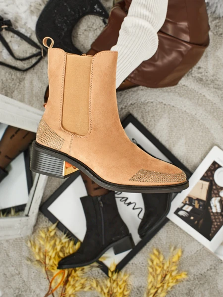 Női öko velúr bokacsizma cirkónia díszítéssel TangleMist