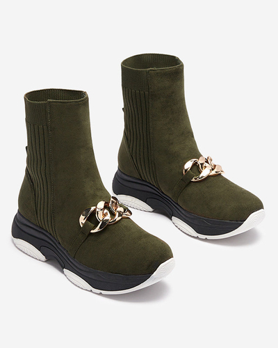 Női zöld szigetelt öko-szarvasbőr csizma Cuzitta- Lábbeli