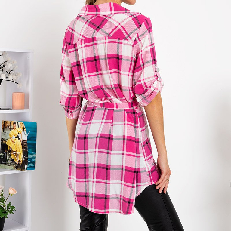 Női rózsaszín kockás ing tunika - Ruházat