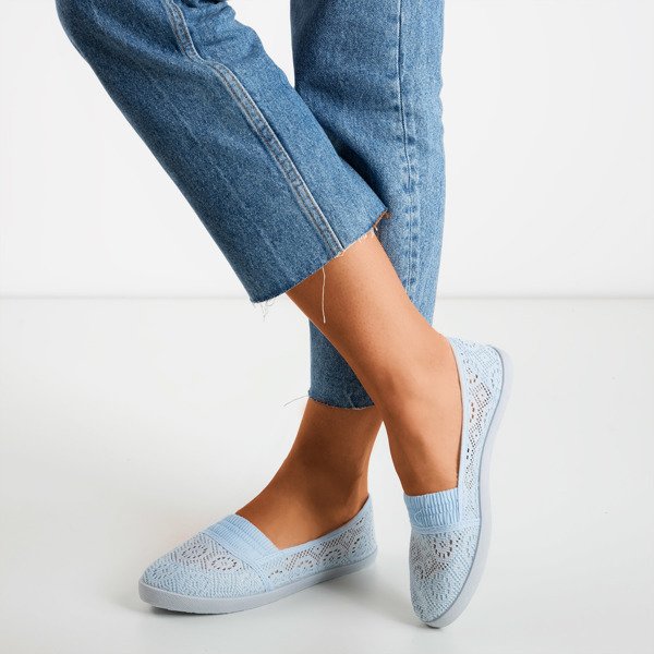 Niebieskie baleriny wykonane z materiału Noremies - Obuwie