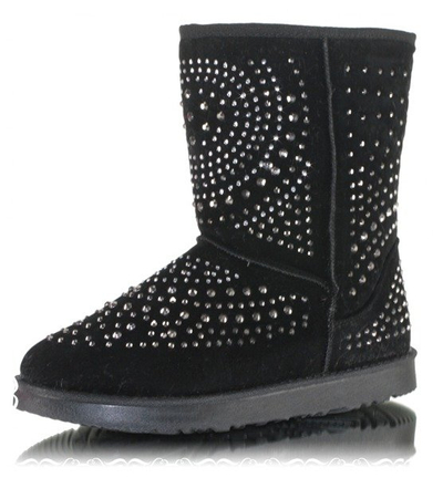 Czarne śniegowce emo z dżetami - Obuwie