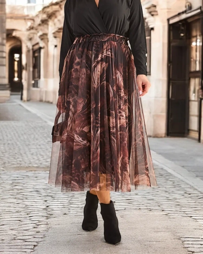Royalfashion Női kétrétegű midi szoknya