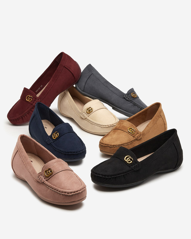 Gesztenyebarna női mokaszinok alacsony, fedett éken Lemira - Lábbeli