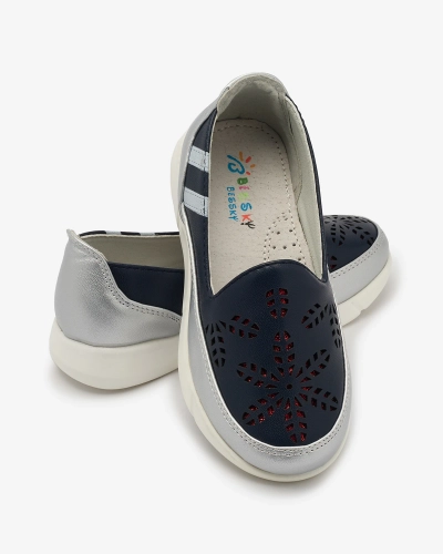 Lányok ezüst és tengerészkék slip on tornacipő Ewesgi- Footwear