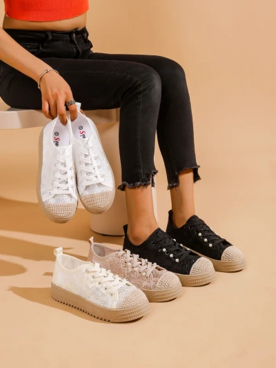 Royalfashion Női Csipke Sportcipők Flitterekkel Nille