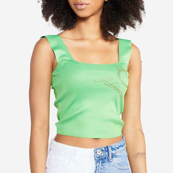 Női zöld pántos crop top - Ruházat