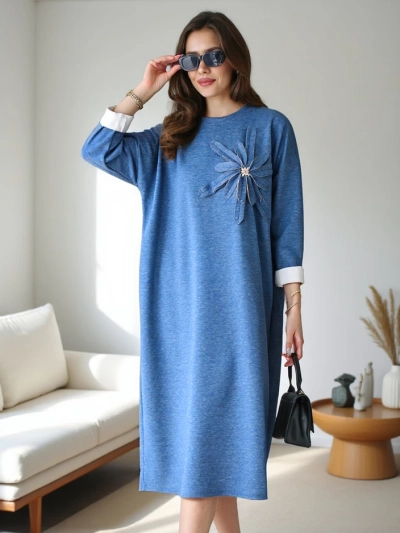 Royalfashion Női midi szövetruha, oversized virággal
