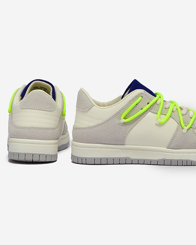 Fehér-szürke női sportcipő neonszínű cipőfűzővel Olierinc - Lábbeli