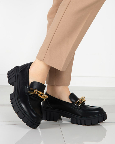 OUTLET Fekete női cipő aranyszínű Plirose kiegészítővel - Lábbeli