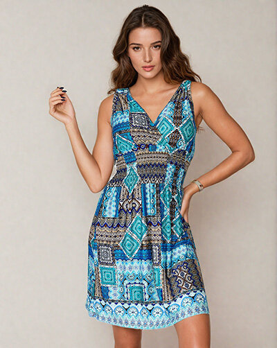 Royalfashion Női szövet mini ruha dekoratív mintával