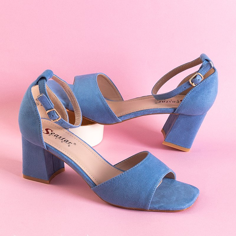 Kék női szandál alacsony oszlopon Isis - Lábbeli