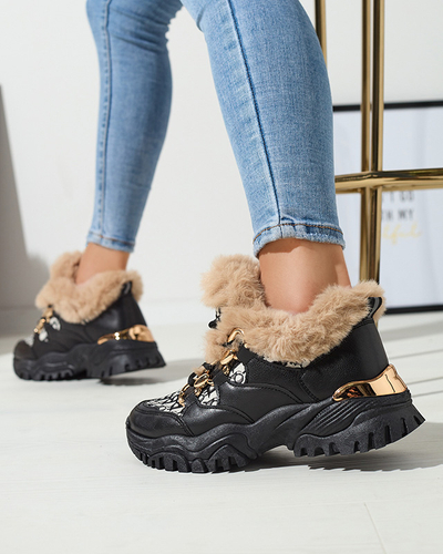 Női sportcipő szőrmével, fekete színben Reyma- Footwear