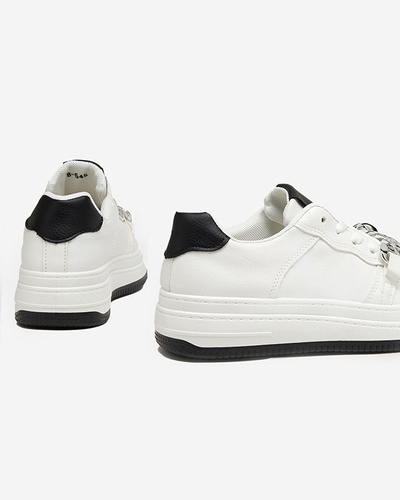 Fekete-fehér női sportcipő láncos tornacipő Nevito - Lábbeli