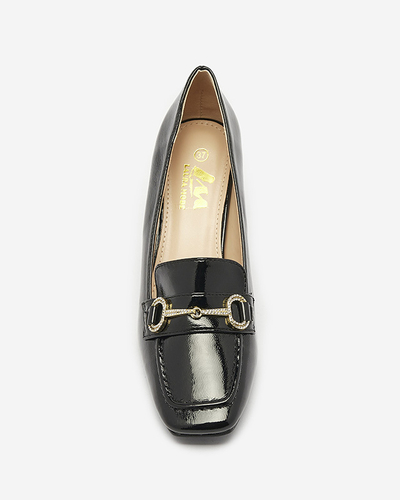Lakkozott női mokaszin stílusú cipő fekete színben Koccol- Footwear