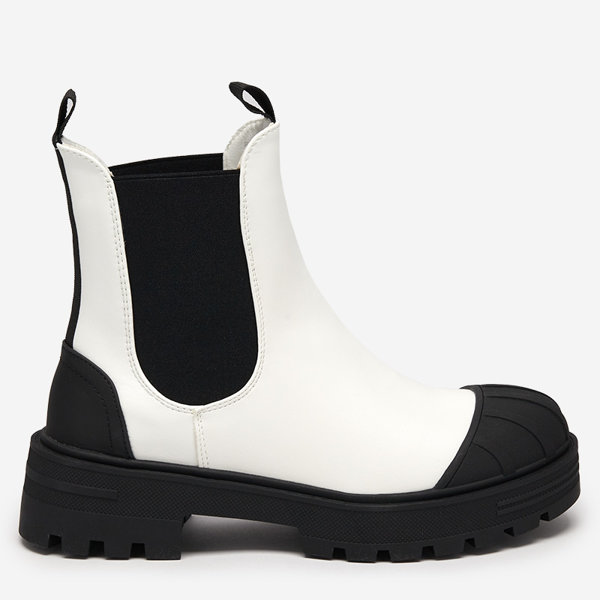 OUTLET Fekete-fehér női csizma masszív Beretica talpon - Lábbeli