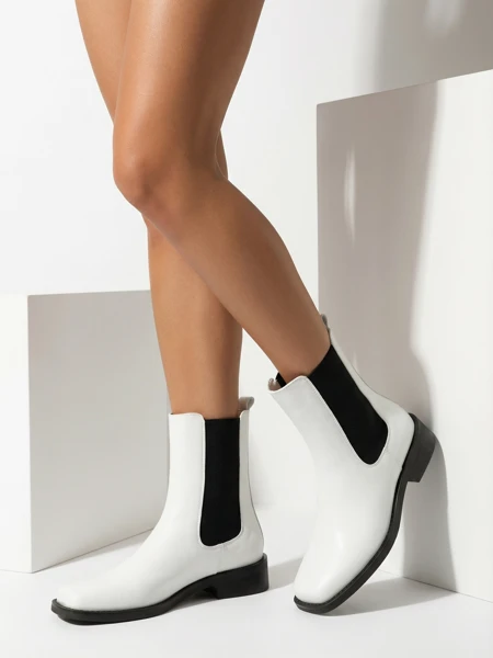 Botki Damskie Astra Białe Skórzane Eleganckie na Jesień - Astra Fehér Bőr Elegáns Női Bokacsizma Őszre