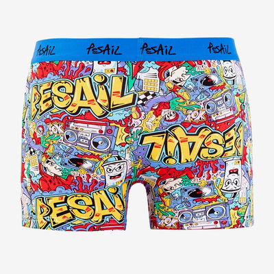 Férfi sötétkék boxer, színes nyomtatással - Fehérnemű