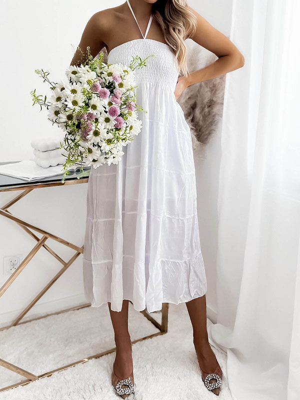 Női pánt nélküli ruha fehér PLUS SIZE - Ruházat