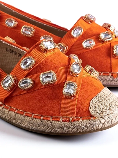 Narancssárga női espadrillák Wamba kristályokkal - Lábbeli