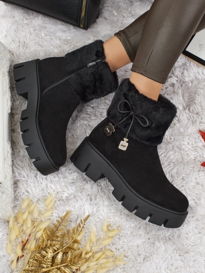 Magasított női öko velúr bokacsizma szőrmével Vernaya